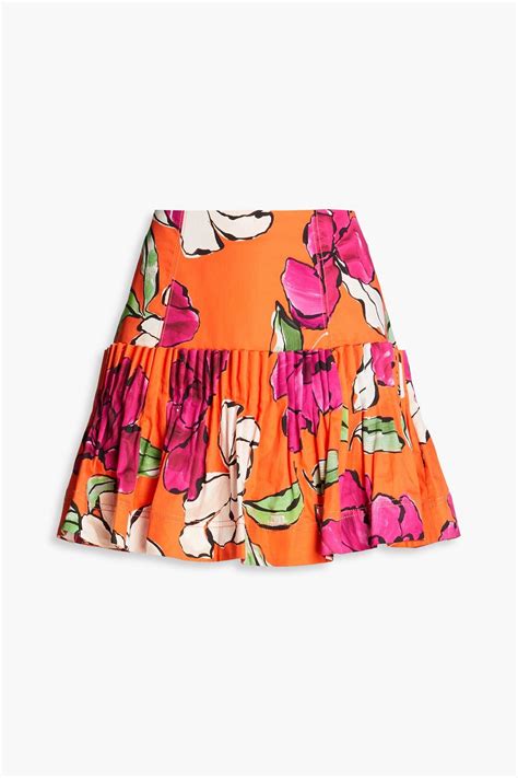 Aje Niki Pleated Floral Print Cotton Poplin Mini Skirt The Outnet