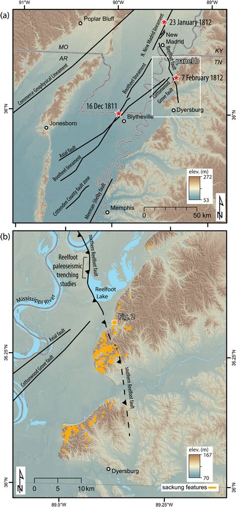 A Map Of The New Madrid Seismic Zone With Faults Black Lines