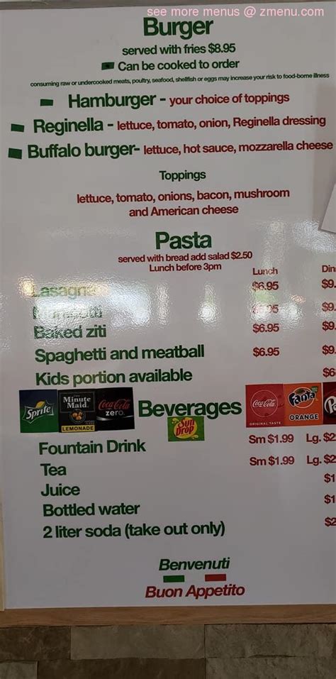 Menu at REGINELLA Italian Pizzeria & Ristorante Hwy 321 Gastonia N.C ...