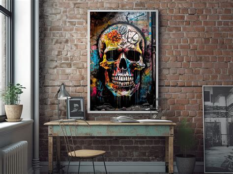 Skull Graffiti Wall Art Digital Download Colorful Skull - Etsy