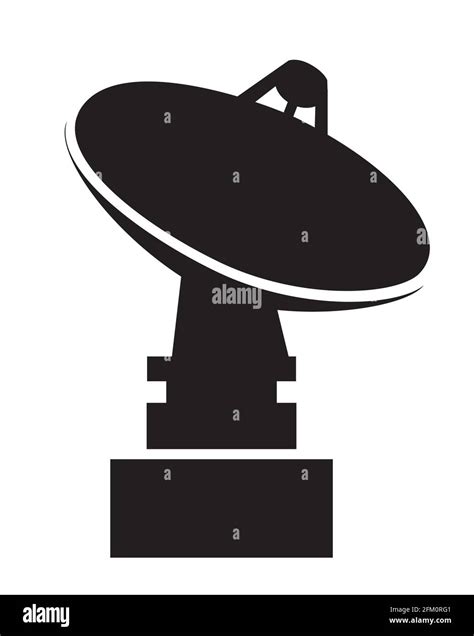 Vector parabólica antena satélite silueta objeto elemento retro Imagen