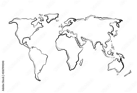 World map of continents on white background Stock Vector | Adobe Stock