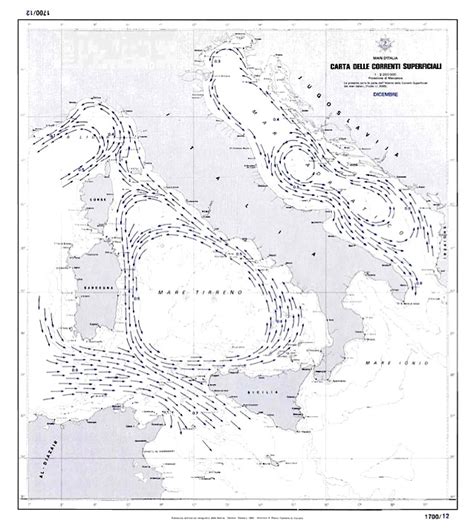 Carta Delle Correnti Superficiali Dei Mari D Italia Dicembre