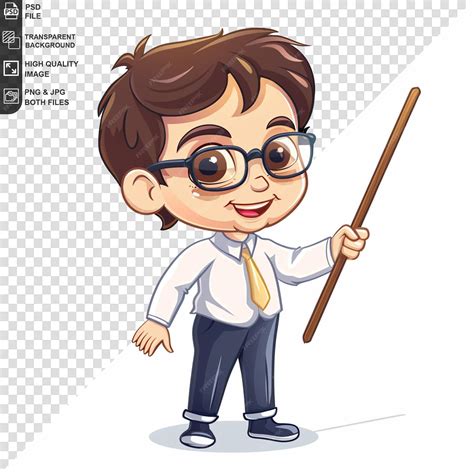 Premium PSD | Male teacher cartoon character isolated on transparent