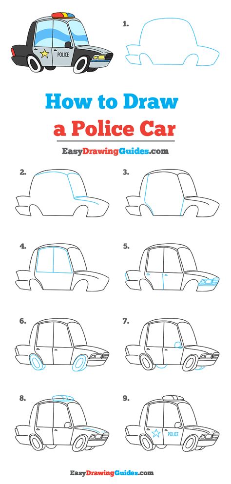 How to Draw a Police Car - Really Easy Drawing Tutorial