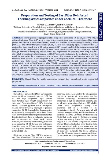 PDF Preparation And Testing Of Bast Fiber Reinforced Thermoplastic