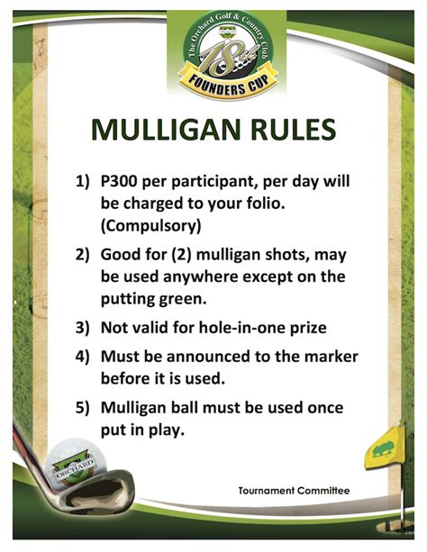 Mulligan Rules The Orchard Golf Country Club