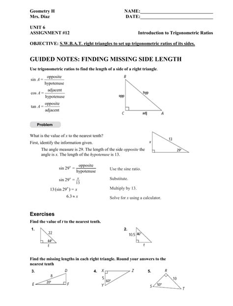 6-12-Guided Notes on Trig Ratios