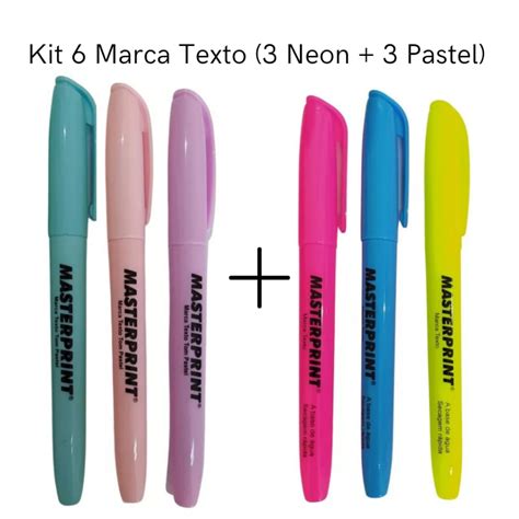 Kit Marca Texto Neon Pastel Masterprint Shopee Brasil