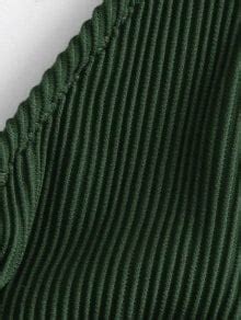 31 OFF 2022 ZAFUL Textured Ribbed String Bikini Set In DARK FOREST GREEN ZAFUL