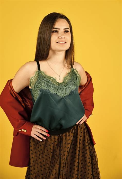 Girl Fashion Model Tender Lace Blouse Nude Shoulders Sensual Outfit Concept Stock Image Image