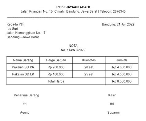 Apa Itu Nota Kosong Ini Arti Format Contoh Hingga Templatenya