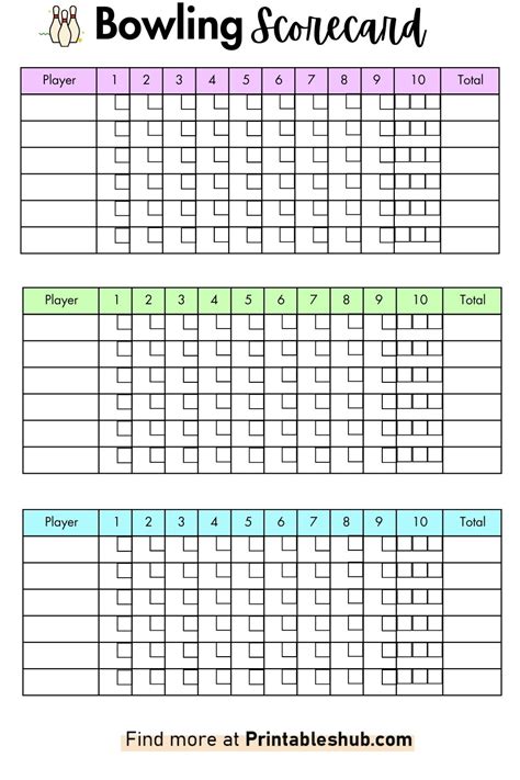 Printable Bowling Scorecard Scoresheet PDF Included Printables Hub