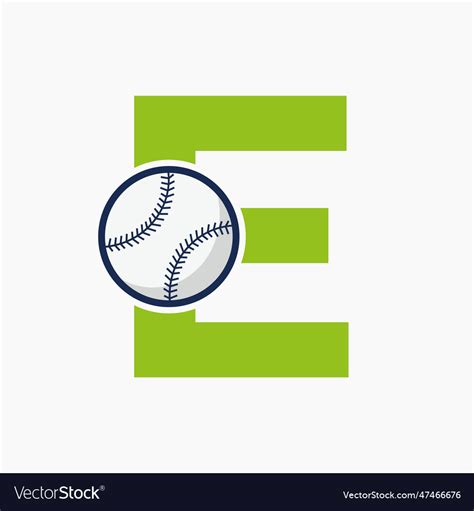 Baseball logo on letter e template Royalty Free Vector Image