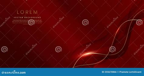 Abstract Elegant Red Background With Golden Line And Lighting Effect