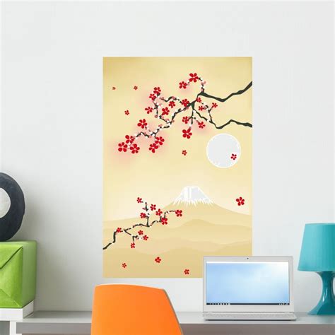 Japanese Cherry Blossom Wall Mural by Wallmonkeys Peel and Stick ...