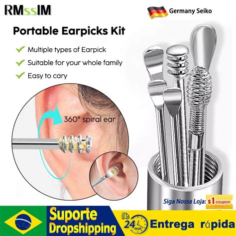 Espiral Ear Cleaner Set Earpick Removedor De Cera Colher Cureta