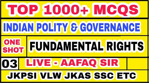 Indian Constitution Mcqs By Aafaq Sir Jkssb Supervisor Naib