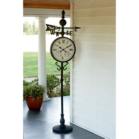 Garden Oasis Weather Vane Clock with Temperature & Humidity Gauges ...