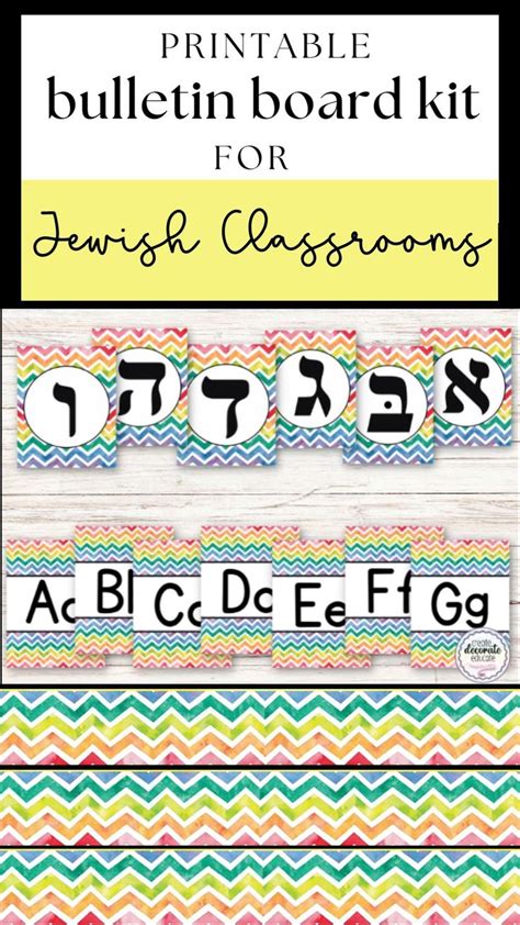 Hebrew Alphabet Printable Letters Jewish Classroom Decor Create