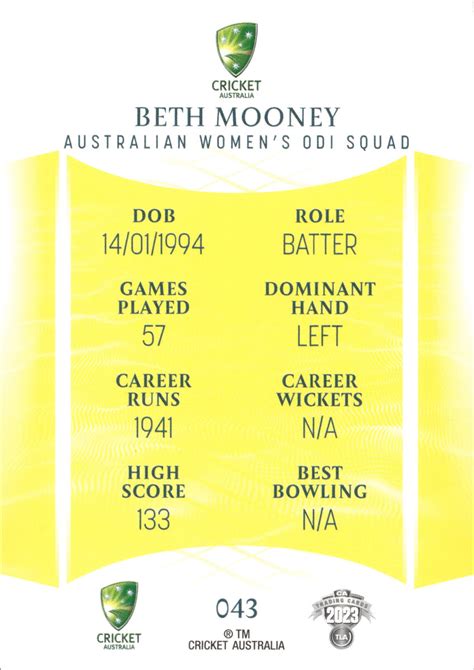 2023-24 Cricket Luxe Common - 043 - Beth Mooney - Australia Women's OD ...