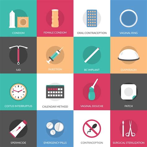 Free Vector Contraception Methods Elements Set