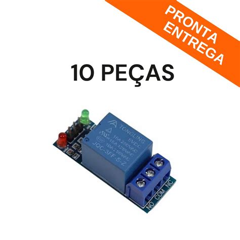 Kit 10 Peças Módulo Relé Arduino 1 Canal 5V 10A JQC3F 05VDC C Módulos