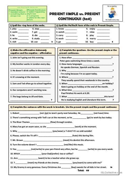 Present Simple Vs Present Continuou English Esl Worksheets Pdf Doc