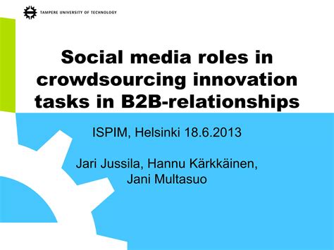 Social media roles in crowdsourcing innovation tasks in B2B