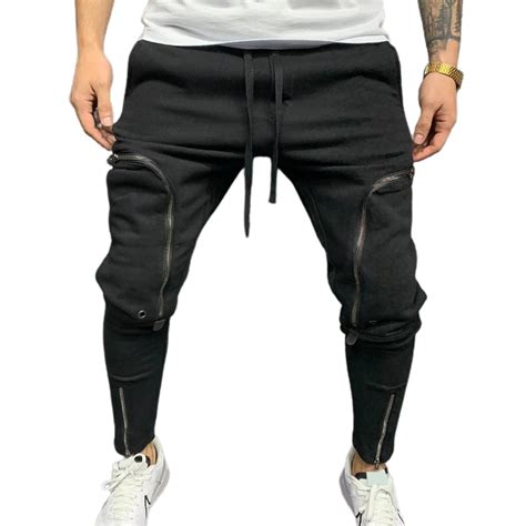 Jogger Trousers Solid Color All Match Solid Color Elastic Waist Pants