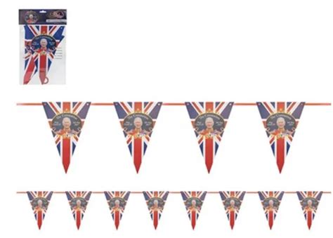 KING CHARLES III Coronación Banderines Union Jack Pancarta Party 6th