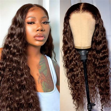 4 Chocolate Brown Wigs Human Hair Loose Deep Wave Lace Front Wigs For