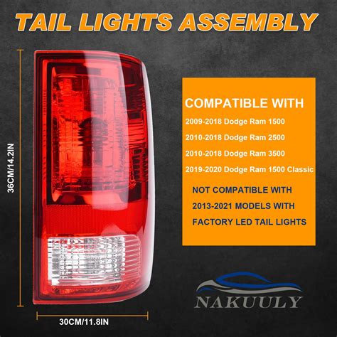 Nakuuly Tail Lights Rear Lamp Compatible With 2009 2018 Dodge Ram 1500 2500 3500 Pickup Driver