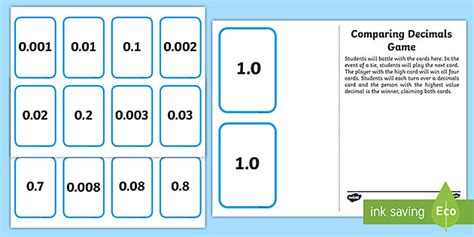 Comparing And Ordering Decimals Game Lesson Plans Twinkl