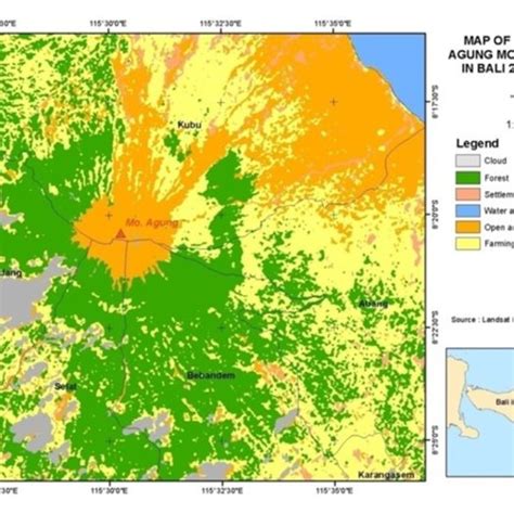 Landuse Map Of Mount Agung In Bali Using Landsat Image 8 2017