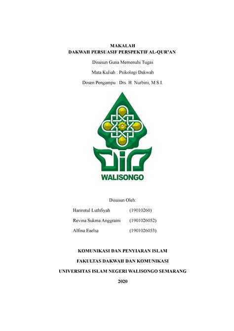 Dakwah Persuasif Perspektif AL QURAN MAKALAH DAKWAH PERSUASIF