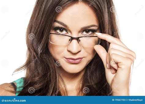 Brunette With Eyeglasses Stock Image Image Of Eyeglasses
