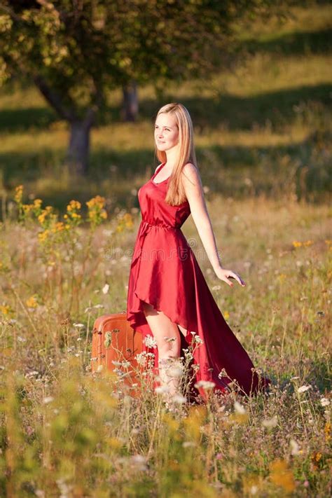 Beautiful Girl Nude In Field With Yellow Flowers Stock Image Image Of