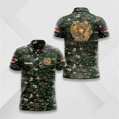 Custom Name Armenia Coat Of Arms Flag Camo Shirts - Rig Rocket