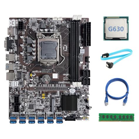 B75 ETH Mining Motherboard 12 PCIE To USB LGA1155 With G630 CPU DDR3