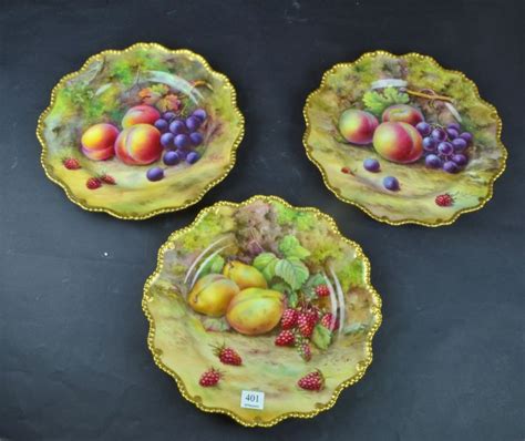 Three Royal Worcester Hand Painted Fruit Plates Mckenzies Auctioneers