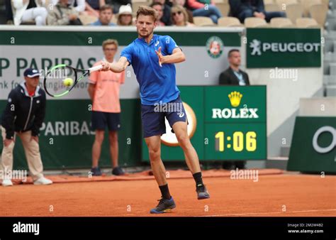 Belgian David Goffin Pictured In Action During The Match Between