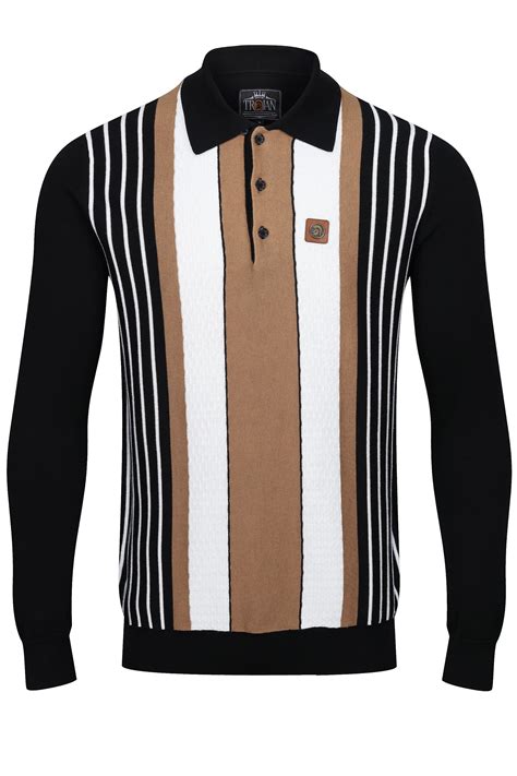 Trojan Ska Soul Textured Stripe Fine Gauge Longsleeved Polo Shirt