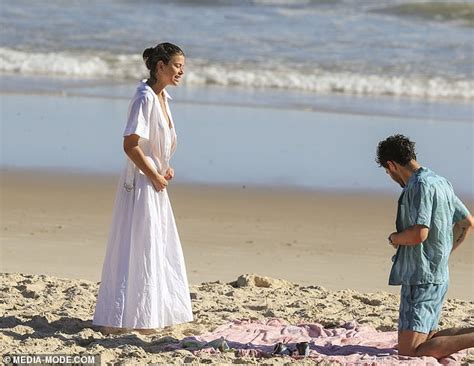 Georgia Fowler Strips Off Her Bikini Top After During A Romantic Dip In Byron Bay With Nathan