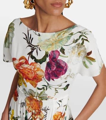 Fraser Floral Cr Pe Midi Dress In Multicoloured Erdem Mytheresa