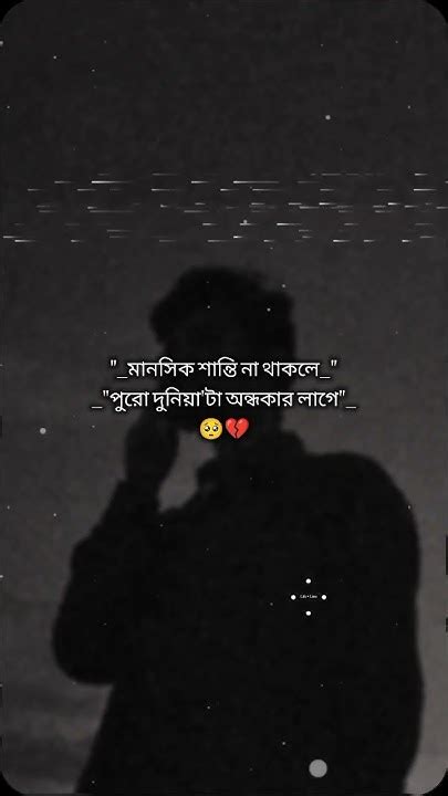 মানসিক শান্তি না থাকলে পুরো দুনিয়াটা অন্ধকার লাগে😅🥹 Sad Status