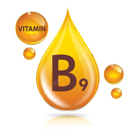 Vitamin B9 Icon Logo Golden Drop Shield Protection Medical Background ...