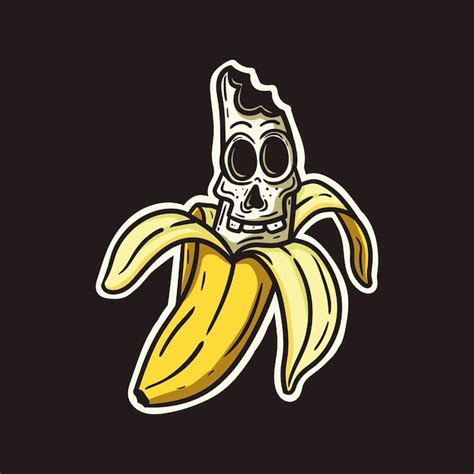 Premium Vector Hand Drawn Banana Skull Illustration