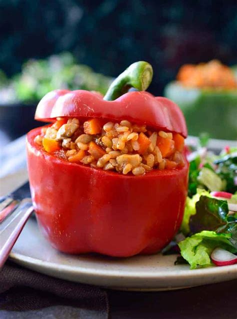 No Bake Vegan Stuffed Peppers The Stingy Vegan