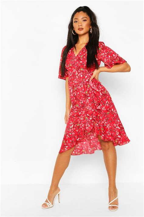 Ditsy Floral Ruffle Midi Tea Dress Boohoo Tea Dress Gowns Of